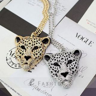 Leopard Anhänger Gepard Damen Lange Kette necklace NEU 101 0483
