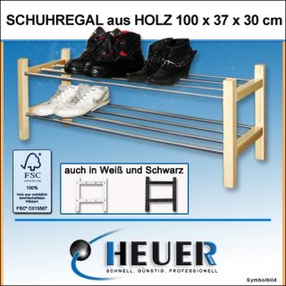 Schuhregal Holz 100x37x30cm Ständer Ablage Stecksystem Schuhständer