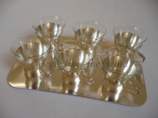SET OF 6PCE ANTIQUE WMF TEA GLASSES WITH CUP HOLDERS  ART DECO