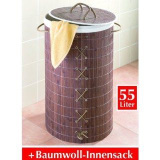 Edler Wenko Wäschekorb aus Bambus   tabakbraun   55 Liter