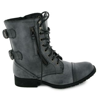NEW WOMENS BLACK MILITARY COMBAT ANKLE BOOTS SIZE 3 UK