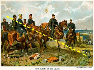 Wilhelm I. Generäle Moltke Bismarck Trommel Pferde 1870