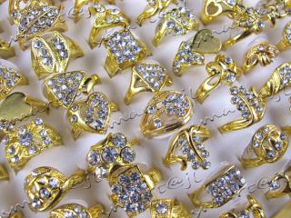 Good Quality Mixed 25pcs Jewellery GOLD/P &CZ Rhinestone Lady Rings