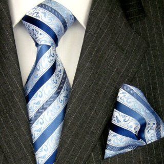 84323   Lorenzo Cana   Krawatte mit Einstecktuch aus 100% Seide   blau