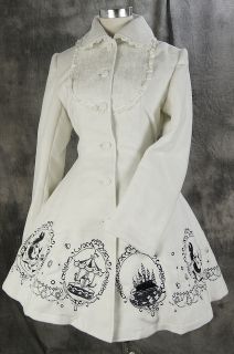 21 Gothic Lolita weiß white Stickerei Jacke winter Mantel Coat