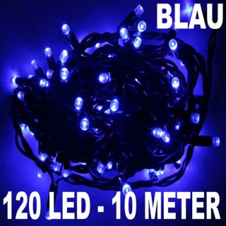 120 LED LICHTERKETTE 10M BLAU transparent Weihnachtsbeleuchtung Deko
