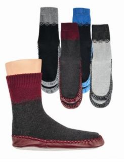 Paar Hüttenschuh Socken mit echter Ledersohle und Kuhflecken