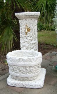 Wandbrunnen Rustika mit Steintrog alt patiniert 74 cm