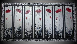 150 80 4 Acryl Bild Gross Kunst Leinwand Malerei Abstrakt Mohn Blumen