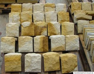 Mauerverblender bossiert 30*15*3   4 cm Sandstein gelb Naturstein