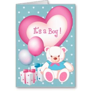 Baby Boy Birth Announcement Blank Card