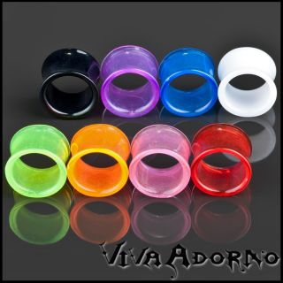 20mm Flesh Tunnel double flared transparent neon Tube Tunnel Plug