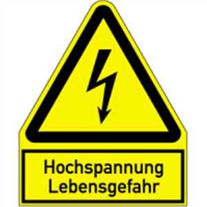Schild Warnschild Hochspannung Lebensgefahr 12,2 x 10cm sl PVC