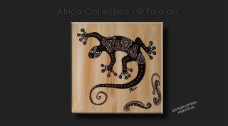Tala art AFRIKA BILD GECKO AFRICAN PAINTING LIZARD Peinture Africaine