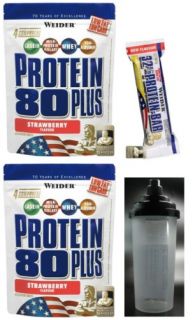 Protein 80 Plus Weider +Shaker und Protein Riegel