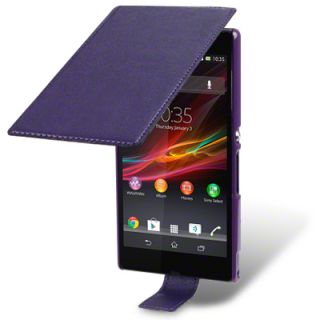 PURPLE THIN PU LEATHER FLIP CASE FOR SONY XPERIA Z