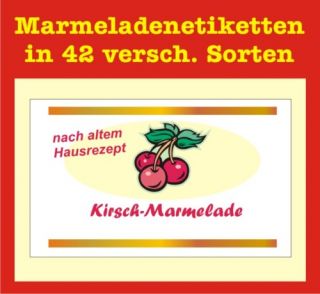 168 Etiketten für Marmelade wählen Sie unter 42 Sorten