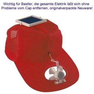 NEU Solar Base Cap waschbar Caps Mütze Solarventilator mit Ventilator