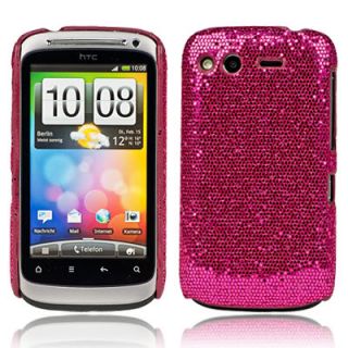 HOT PINK BLING GLITTER HARD CASE COVER FOR HTC DESIRE S