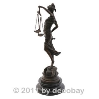 Gericht Justitia Frau Bronze Figur Marmorsockel Bronzestatue
