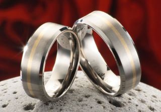 Eheringe Verlobungsringe aus Titan und 585 Gold + Ring Etui