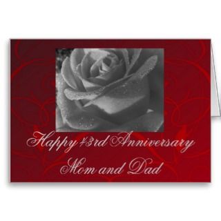 43rd Anniversary Mom & Dad, black & white rose Greeting Card