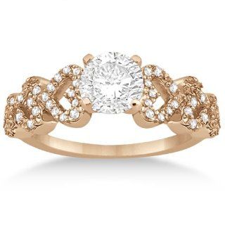 Allurez   Herzform Diamant Verlobungsring Setting 18k Rose Gold (0