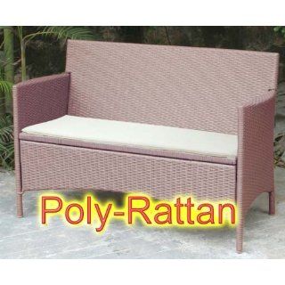Poly Rattan Sofa + Gartenbank braun 118x48x77cm Garten