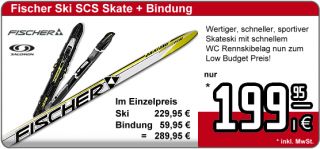 Fischer SCS Skating Ski +gratis Bindung NNN oder SNS