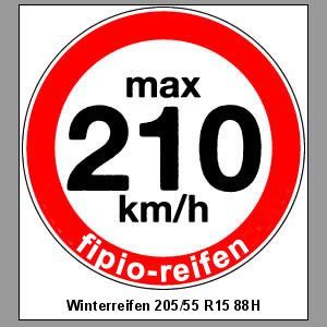 Aufkleber f. Winterreifen 205/55 R15 88H max 210 km/h