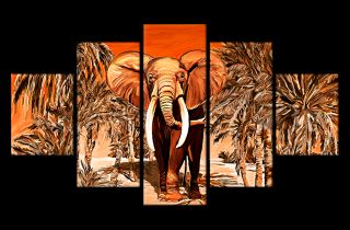 Afrika & Elefant Bild auf Leinwand 5 Bilder. Kunstdruck