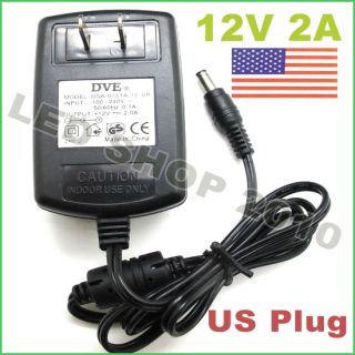 AC 100 240V To DC 12V 2A Power Supply Adapter US