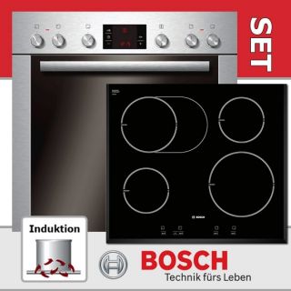 HERDSET EDELSTAHL Bosch Einbauherd HEA23B251 + Kochfeld NIB651E14E