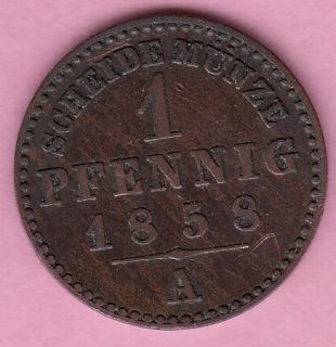 SCHWARZBURG SONDERSHAUSEN   1 Pfennig 1858 (Erh. fast sehr schön