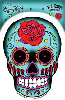 Day Of The Dead Sunny Buick Rose Sugar Skull Sticker