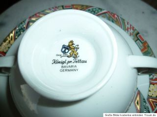 Königlich Tettau Bavaria Porzellan 6 Suppentassen mi Untertassen