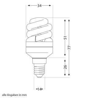 Energiesparlampe in Spiralform warm weiss ESL Lampe 230V LC SS 258 WW