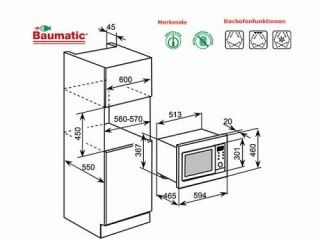Mikrowelle Grill Heißluft Baumatic BMC 253 NEU Edelstahl