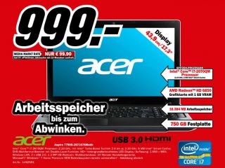 Acer Aspire 7750G 2671675Mnkk Intel Core i7 2670QM 2.2GHz 16GB 750GB