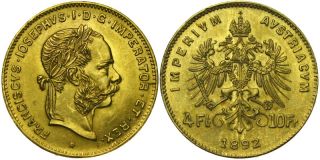 B273 Österreich 4 Florin 1892 GOLD