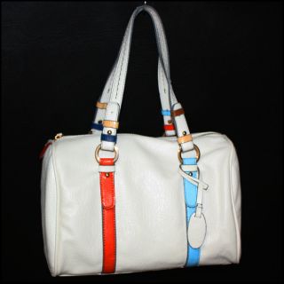 NEU italienische Damenhandtasche L.Credi weiß bunt Kunstleder Shopper