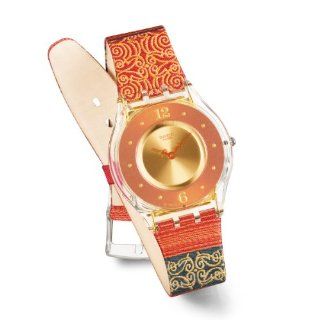 Swatch Damen Armbanduhr Analog Leder SFK187 Uhren