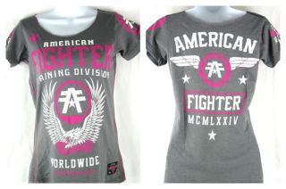 American Fighter Fly By scoop neck Womens Gray T shirt New