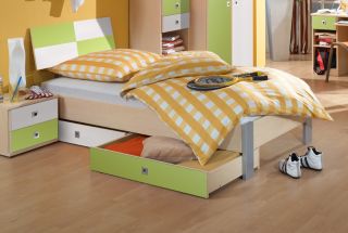 NEU* Jugendzimmer Bett in Ahorn grün weiß Kinderzimmer Jugendbett