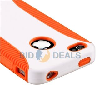 Orange TPU/Weiß Hart Handy Tasche Hülle Schutz +3x Folie für iphone