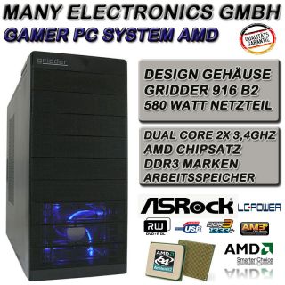 Gamer Computer Komplett PC AMD X2 270 (2x3,4GHz)4GB DDR3/500GB/GeForce