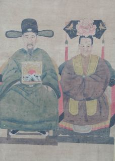 SD C 71 CHINA großes Wandbild Porträt Brautpaar Gemälde Malerei auf