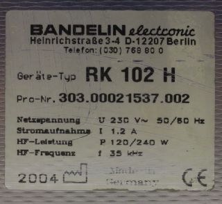 BANDELIN Sonorex Super RK 102 H # 305