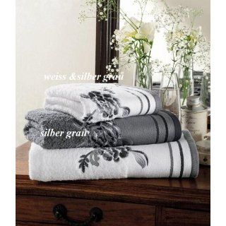 2Tlg Handtuchset 2x Badetücher ( Duschtücher ) Baumwolle silber 100