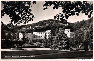 3281/ Foto AK, Weltbad Karlsbad, Richmond Parkhotel, 1941, leichter